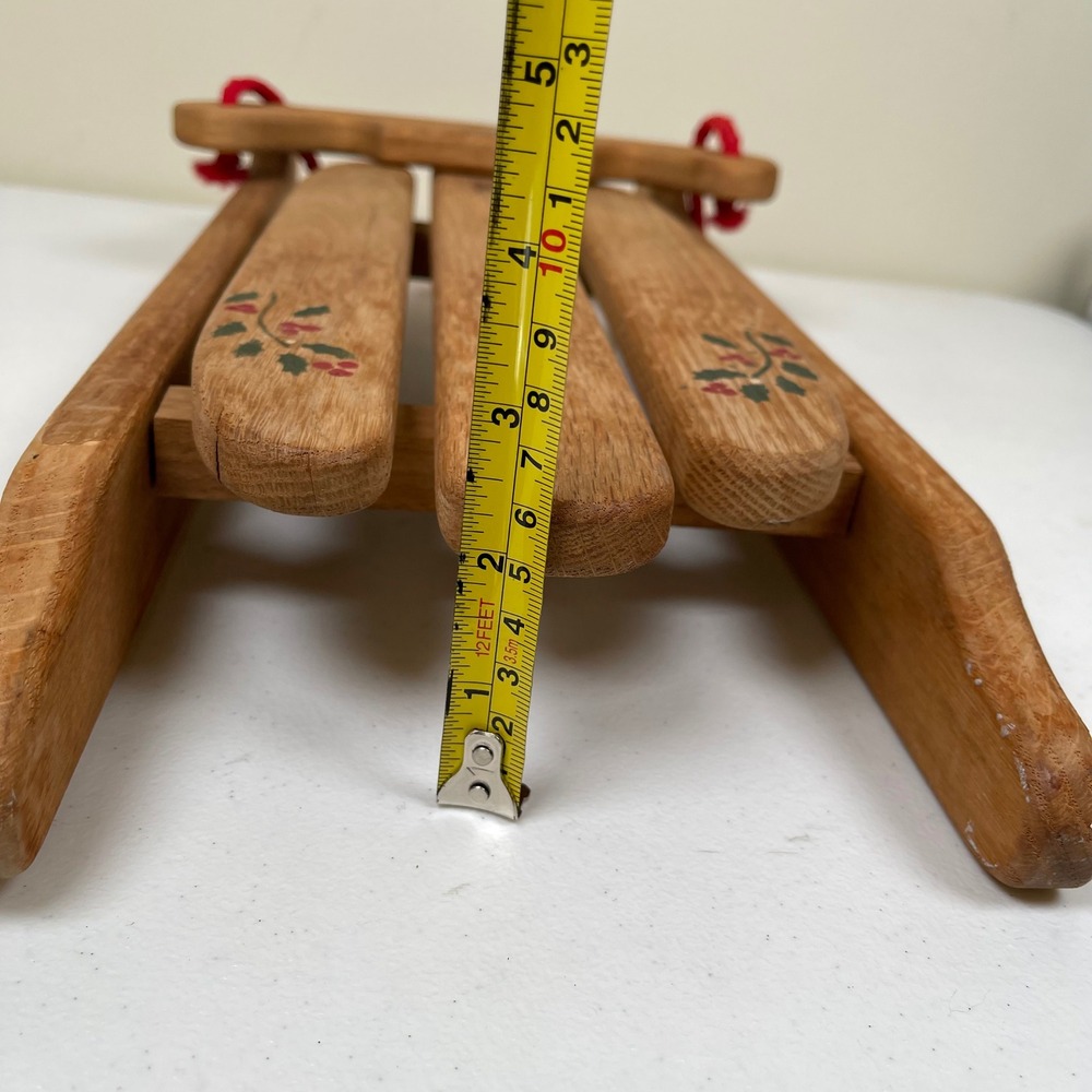 Vintage Handmade Wood Sled Christmas Holly Christmas Door Decor Farmhouse Rustic - Picture 9 of 9